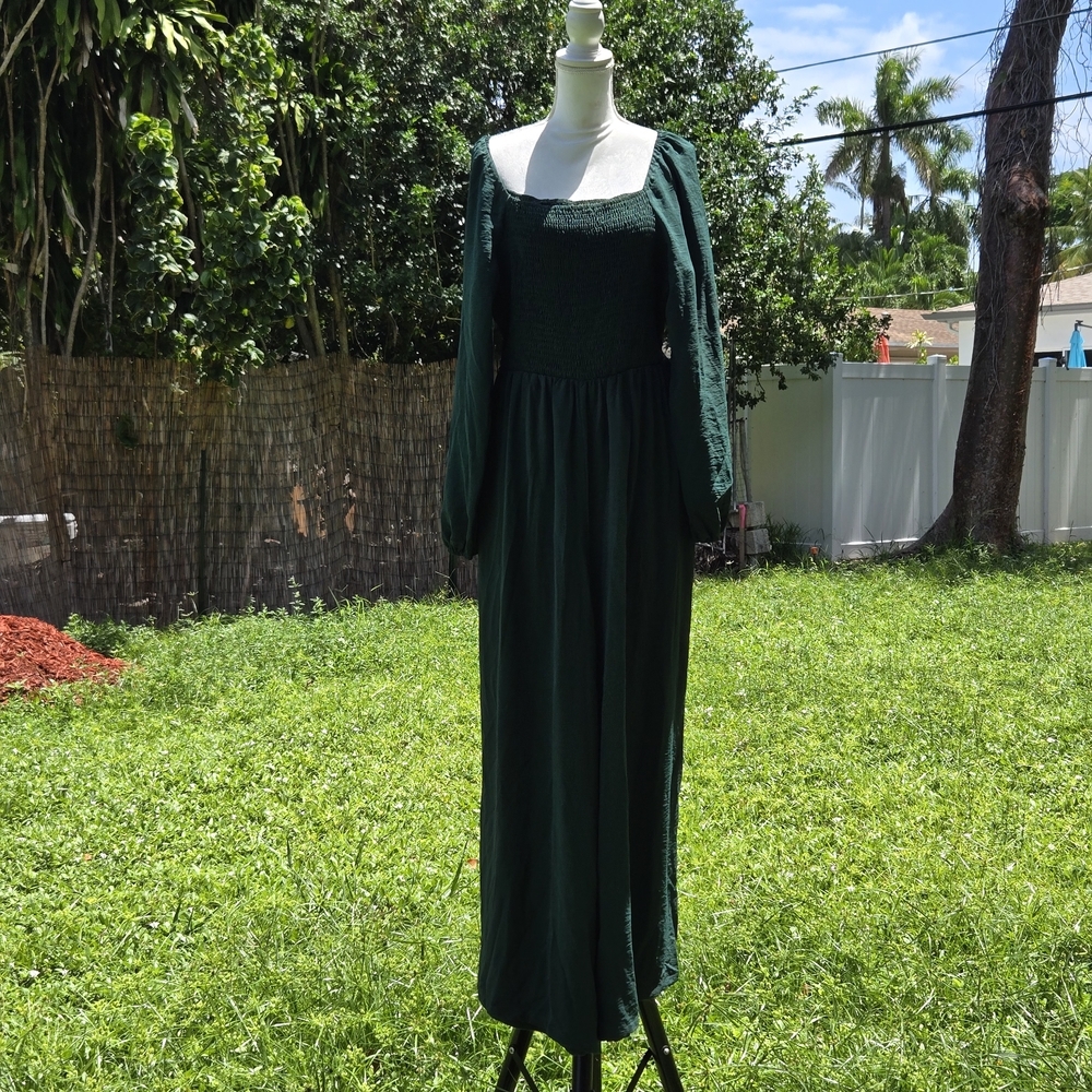 DOKOTOO Chic Forest Green Jumpsuit with Square Neckline - Picture 4 of 10